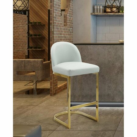 BROMAS Airlie Bar Stool Chair, PU Leather Upholstered Armless Design Half-Moon Gold Plated, Silver BR2838156